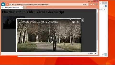 Floating Popup Video Player Plays Link To YouTube - Example Using Javascript