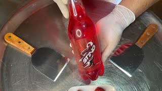 ASMR || How makes chilled STING & Strawberry || to Delicious Ice Cream Rolls ||  آئس کریم رولز STING