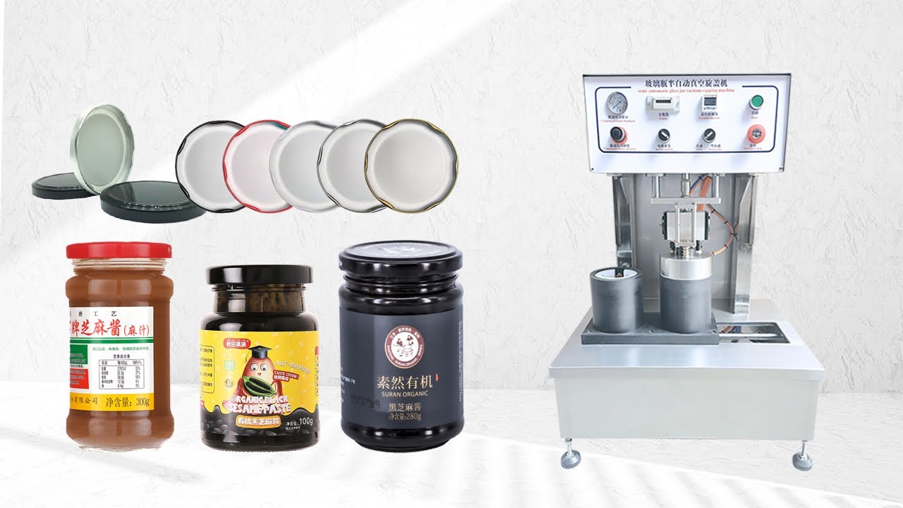 HYSC-200V Semi automatic Sesame Paste Glass Jar Vacuum Capping Machine ...