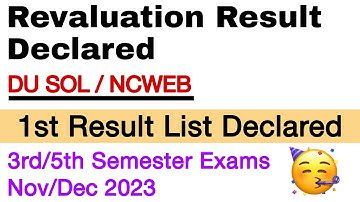 DU SOL/NCWEB 3rd/5th Semester Revolution Result Declared | 1st Result List Declared | JK Study Stuff