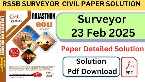 Rajasthan RSSB SURVEYOR 23 FEBRUARY 2025 Paper Detailed Video Solution With Pdf