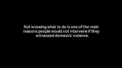 If you witnessed domestic violence, what would you do?