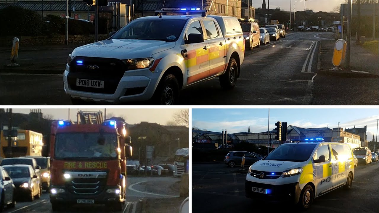*THREE VEHICLE CONVOY* *TWO TONES* Lancashire Constabulary escort fire ...