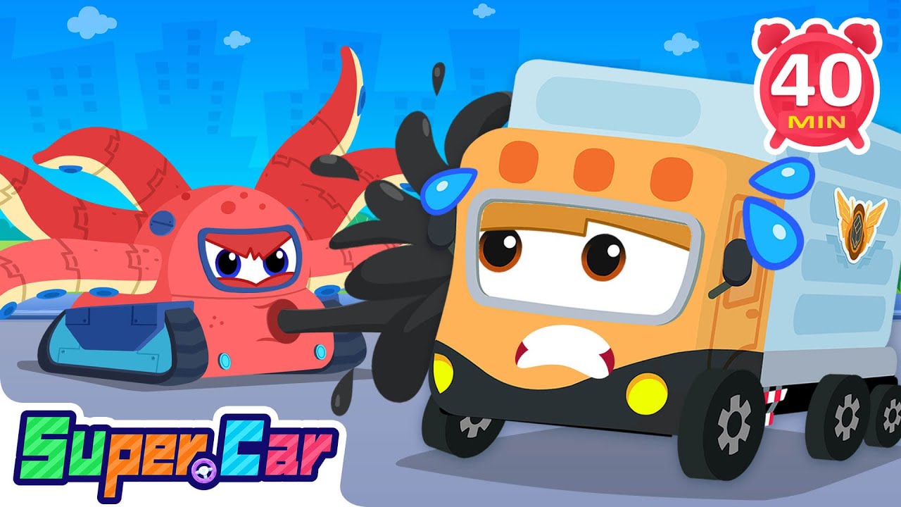 章魚車來襲｜深海來的章魚車敵人 🐙🚗｜交通安全 🚦｜冒險故事 🎢｜兒童動畫 🎥｜超級汽車