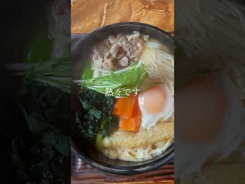 田んぼの中のうどん屋「手打ちうどん ほくほく庵」長沼の雪景色を見ながら食べる煮込みうどんが最高 #vlog #shorts