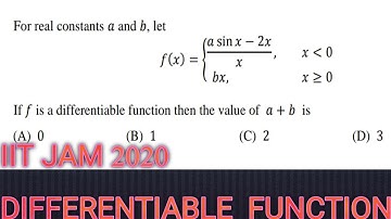 IIT JAM 2020 || REAL ANALYSIS ||CONTINUITY AND DIFFERENTIABILITY QUESTION