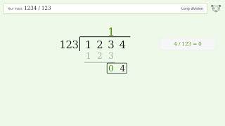 1234/123 Long Division — Step-by-Step | Tiger Algebra Solver
