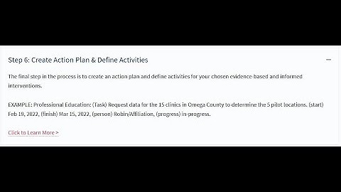 Collaborative Action Plan- Step 6: Create Action Plan and Define Activities