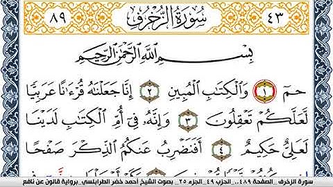 سورة الزخرف احمد الطرابلسي Surah Al Zokhrof  برواية قالون عن نافع
