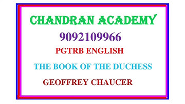 PGTRB ENGLISH- THE BOOK OF THE DUCHESS - CHAUCER|  MCQ