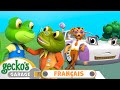 La course de voitures de grandmre gecko  le garage de geckocamions pour enfants