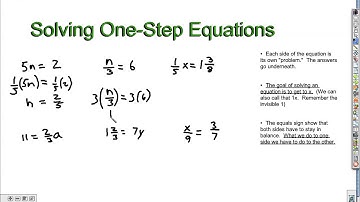 Solving One Step Equations Part 2
