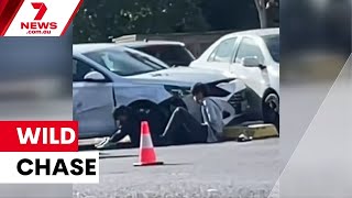 Shoppers caught up in the crashing end of a police pursuit | 7NEWS