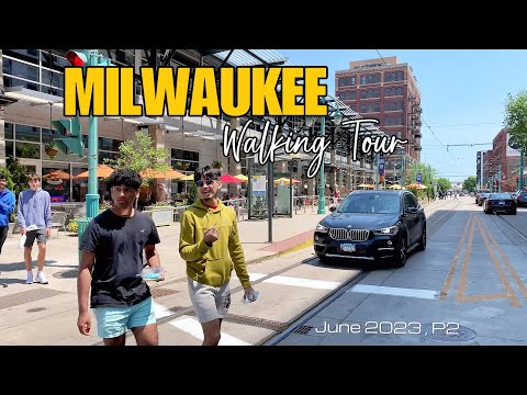 Walking in Downtown Milwaukee Wisconsin USA, June 2023 , P2 / Milwaukee 4K Relaxing walk video