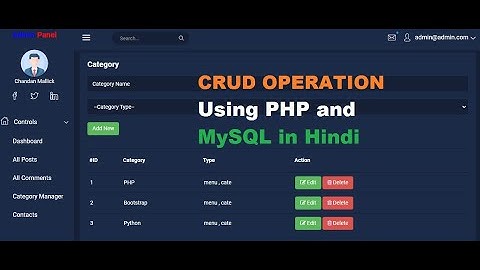 CRUD Operation using PHP and MySQL in Hindi | Insert Display Update Delete in PHP and MySQL in Hindi