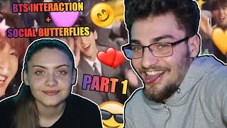 Me and my sister watch BTS INTERACTION WITH OTHER IDOLS / BTS SOCIAL BUTTERFLY PART 1 (Reaction)