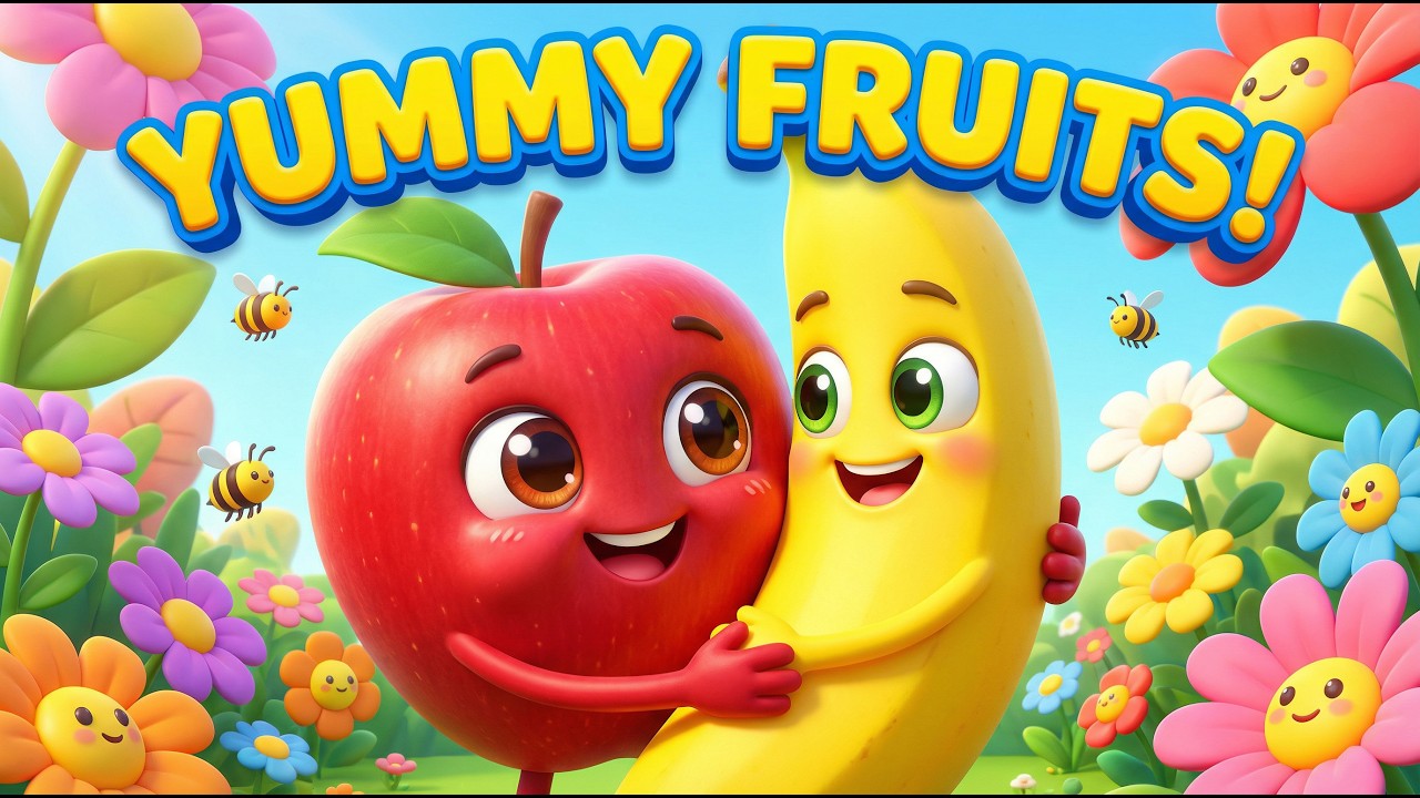 The Yummy Fruit Song 🍎🍌 Learn Fruits & Colors | Nursery Rhymes & Kids Songs