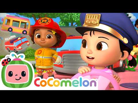 Wheels On The Bus! 🚌 Vehicle Playtime with Nina and Cece 🚒 CoComelon | Nursery Rhymes for Babies