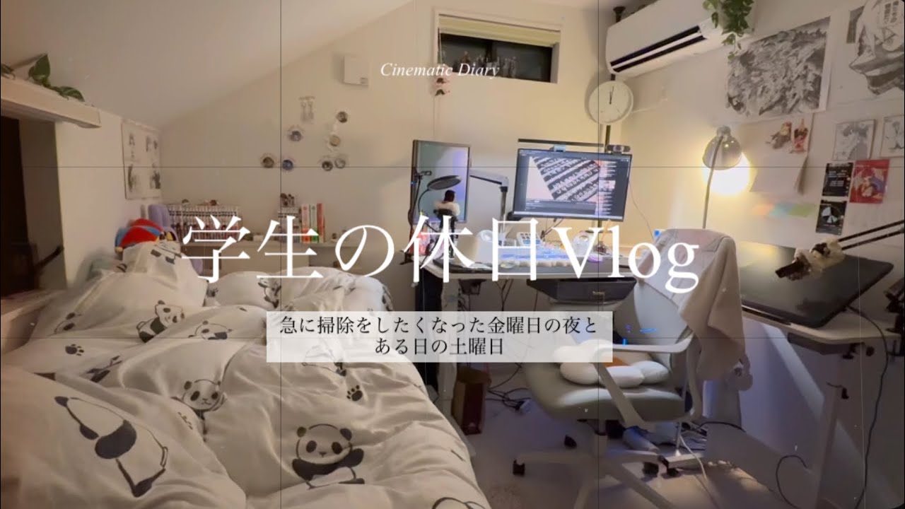 学生の休日Vlog: 掃除、作業、ゲーム
