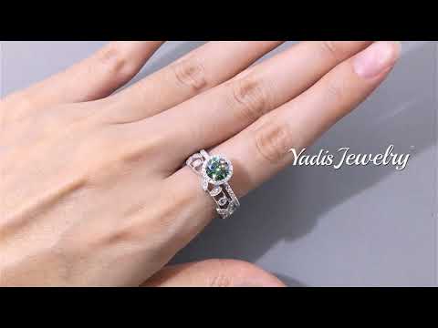 tyrs116-green-moissanite-dimaond-wedding-band-set-engagement-ring
