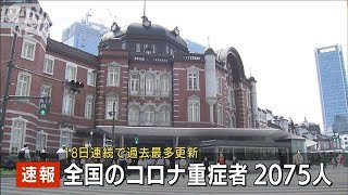 新型コロナ重症者　全国で2075人　最多の更新続く(2021年8月30日)