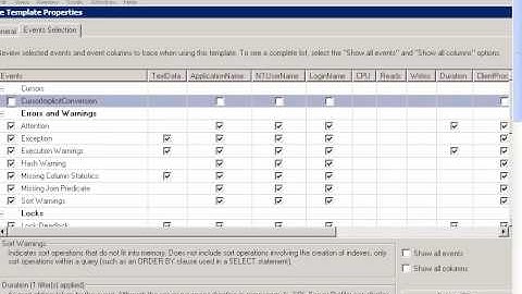 SQL Server Profiler - Edit Trace Template