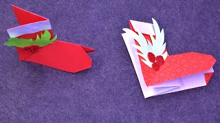 Origami Christmas Stocking/Santa Boot - Easy Tutorial - How to make easy paper Christmas Socks