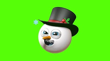 3D Happy Snow Man Face Emoji Loop Green Screen Animation | Royalty-Free | face emoji