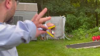 Cutting a soda can in half with clay slingshot ammo