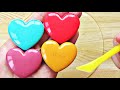 Slime Coloring with Heart Makeup! Mixing Heart Lip Gloss and Eyeshadow Palette into Clear Slime!
