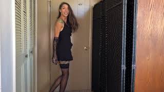 [Try On Haul 2023] Evie Exudes Seduction: Black Lingerie With Stockings, Gloves & Garter Belt