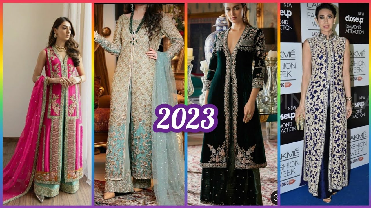 stylish party wear // Open shirt design // open gown style // net dress  design for Eid | Subscribe my youtube channel // press bell 🔔 for new  updates.... https://youtu.be/pCwSaVN0g3I | By Sahar Mughal DesignsFacebook