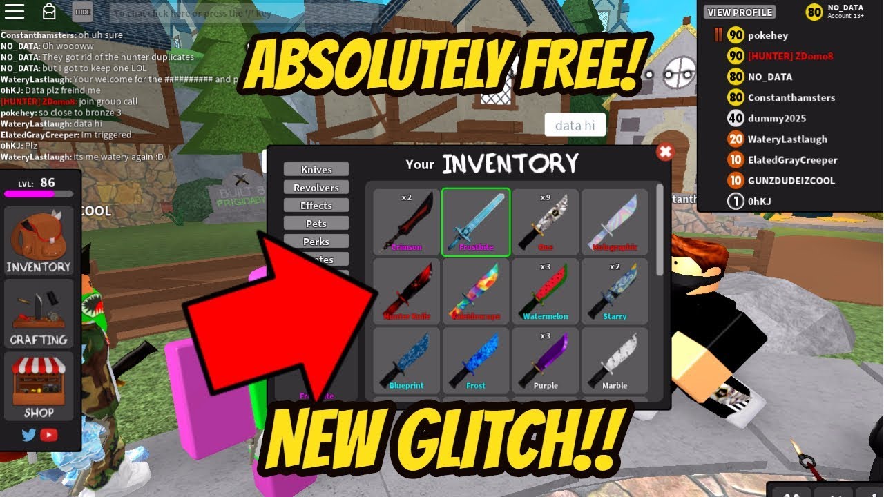 How To Get Free Hunter Knives Glitch Mmx Roblox Youtube - how to get a free knife in murder mystery x roblox youtube