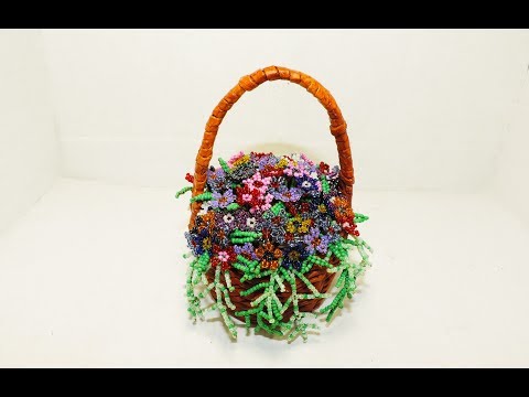 Цветы из бисера в корзинке Часть 2 / Flowers from beads in a basket Part 2
