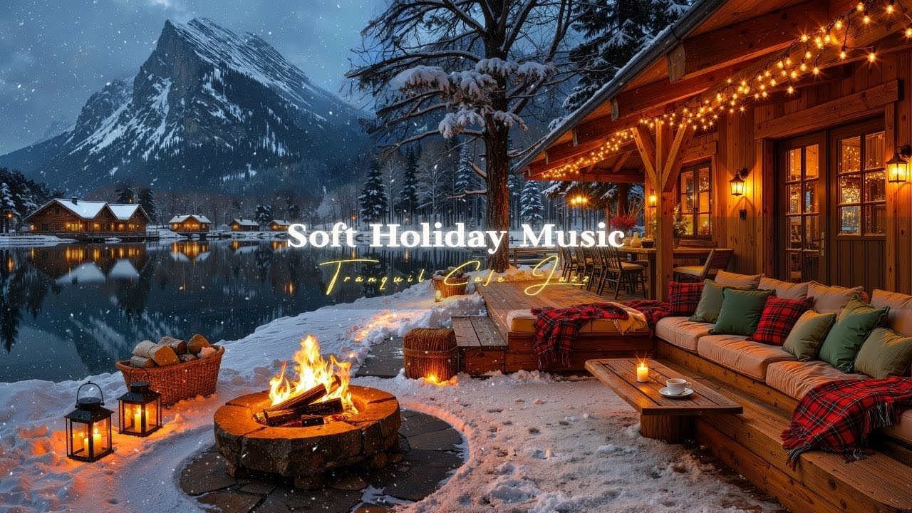 Рождественский Джаз В Загородном Доме Под Снегопадом | Уютный Камин И Нежная Праздничная Музыка Д...