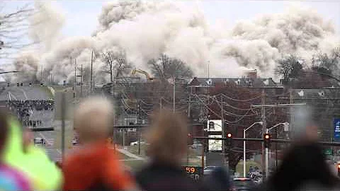 McCollum Hall implosion, as viewed from 23rd and Iowa
