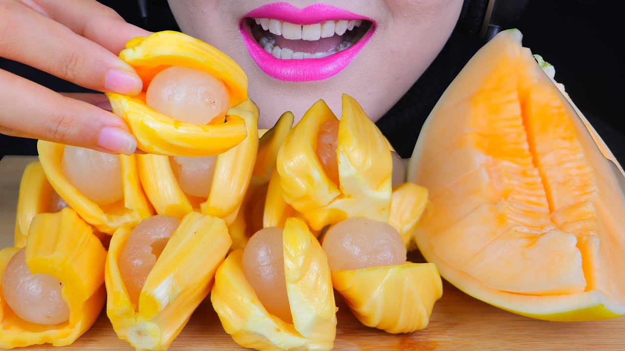 ASMR FRESH FRUIT PLATTER *Jack Fruit, Longan, Yellow Melon 먹방 EATING SOUNDS | PAN ASMR