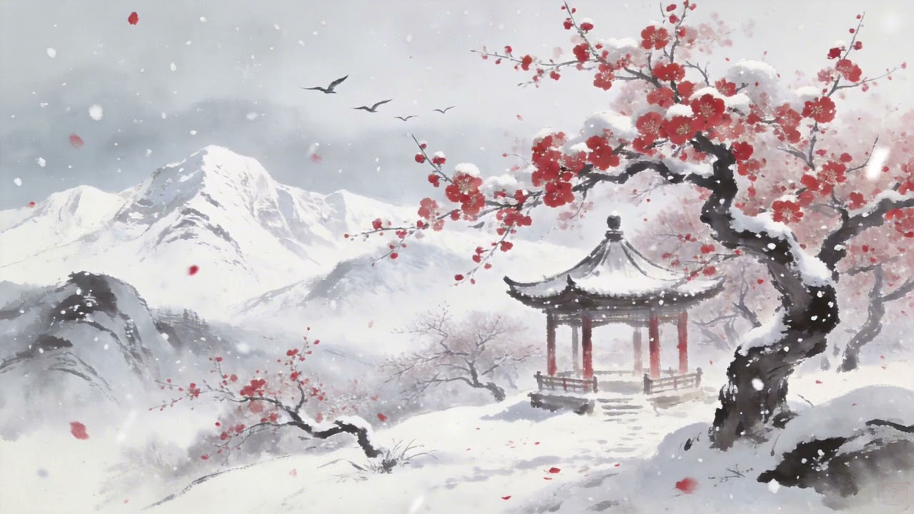 冥想療癒中國風音樂｜雪擁紅妝｜1小時禪意音樂｜無鼓點｜Guzheng & Dizi｜Chinese Zen Music #中國風音樂 #禪意音樂 #冥想療癒 #ChineseZenMusic