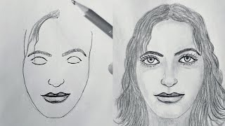 How to Draw Beautiful Woman Portrait with Pencil using the Loomis Method /Tutorial for Beginners 2