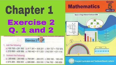 5 Class Maths Chapter 1 Exercise 2 | Q 1 and 2 || Addition & Subt of Whole No || Ilmi Darasgah