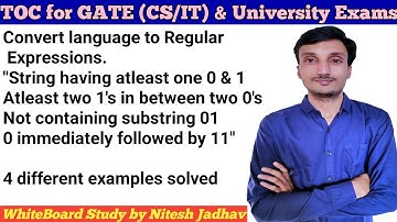 Convert language to Regular Expressions | strings atleast substring | Theory of computation in hindi