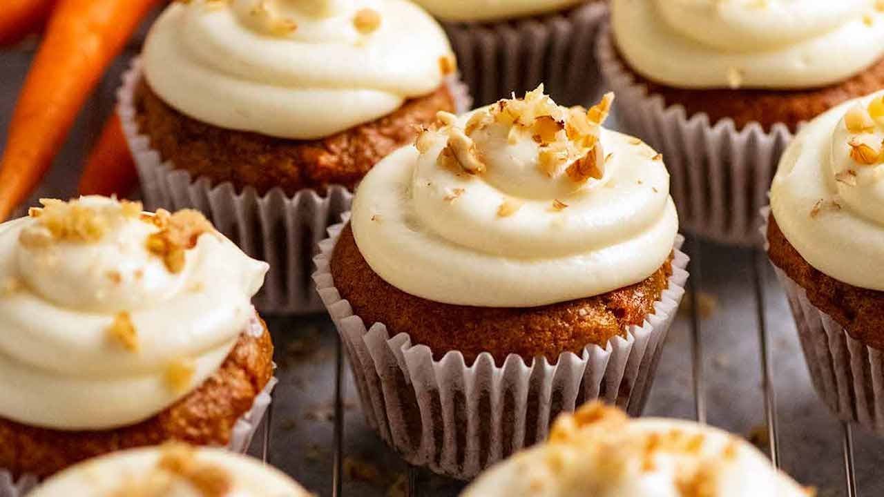 Carrot Cake Cupcakes with Cream Cheese Frosting