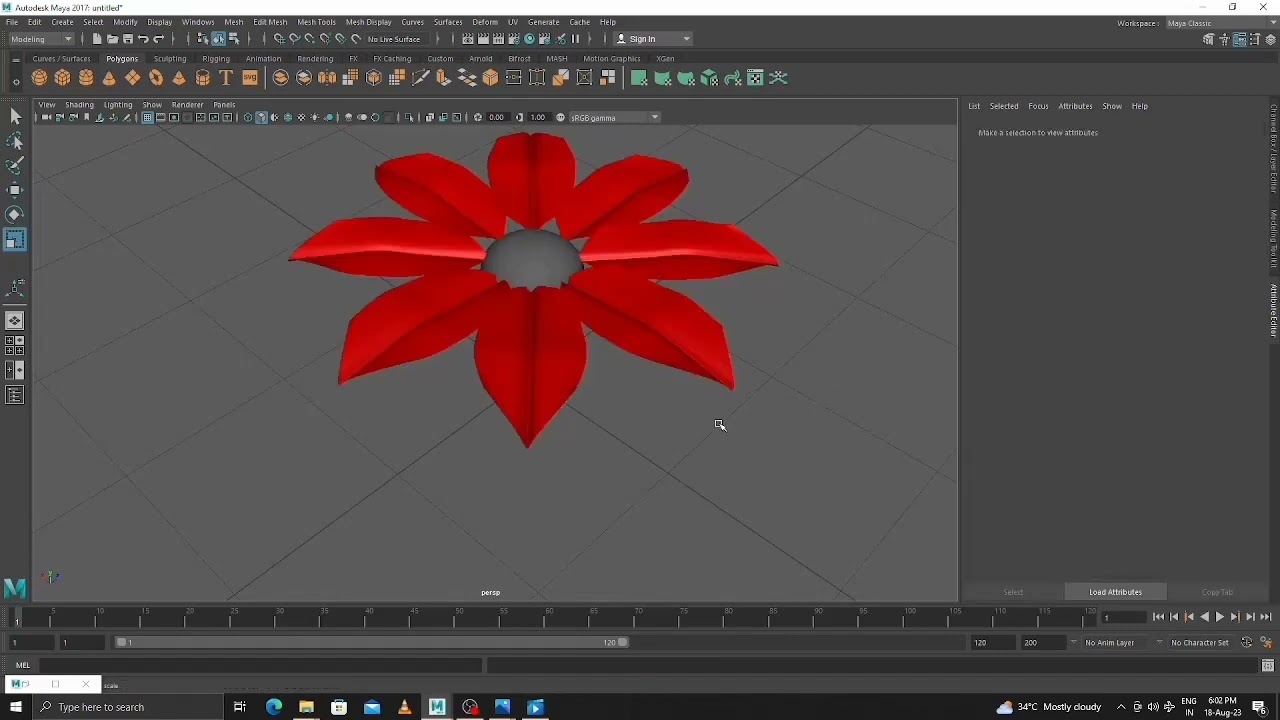 creat a flower maya modeling