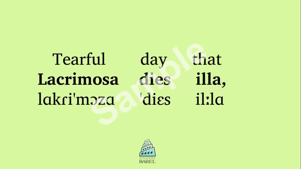Requiem Dies Irae Lacrymosa (pronunciation guide) YouTube