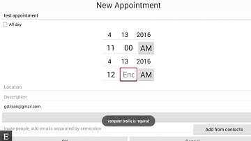 BrailleNote Touch snapshot tutorial No.7: Adding, editing, and deleting appointments in KeyPlan