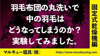 【実験】羽毛布団の丸洗い検証２ 〜固定式乾燥機編〜　羽毛布団リフォーム工場の羽毛実験室　（マルキュー寝具株式会社）