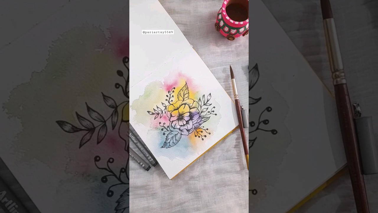 Pen flower painting. 