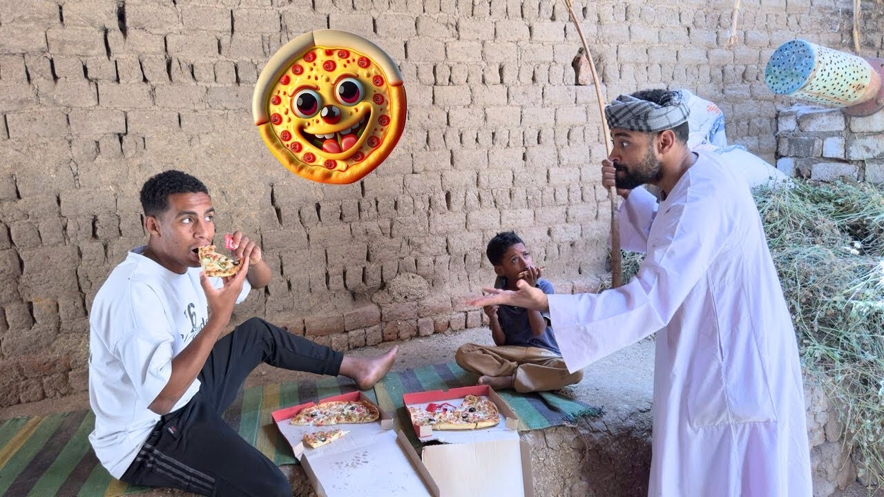 مرات الحاج صديق اشترت بيتزا شوف عمل فيها ايه 👀😂