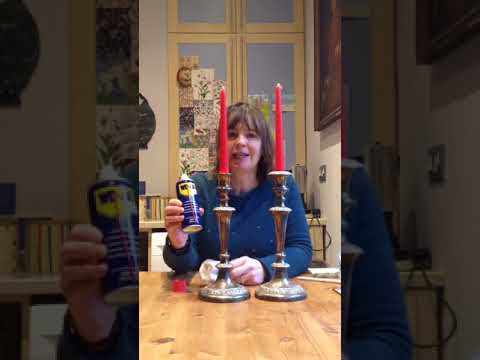 Using WD-40 on Silver Candle holder-Before and After