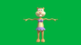 Sandy Cheeks Spinning & Oscillating In Front Of A Green Screen Swimsuit Version